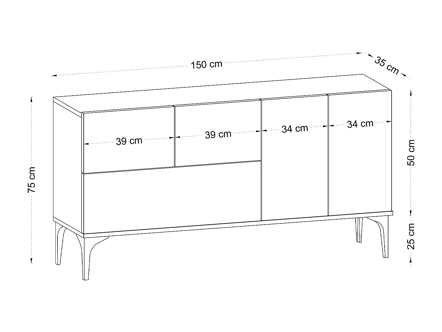 Buffet 5 portes blanc L150 cm - GLISE