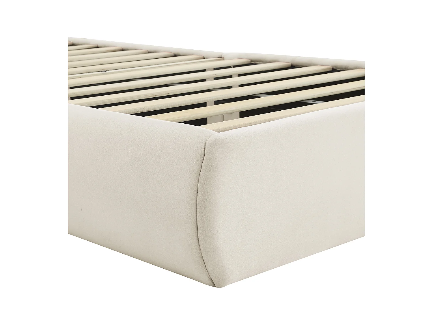 Cama infantil 90x200 cm acolchada en terciopelo - oreja de conejo con LED regulable - con 2 taburetes con almacenaje - Beige