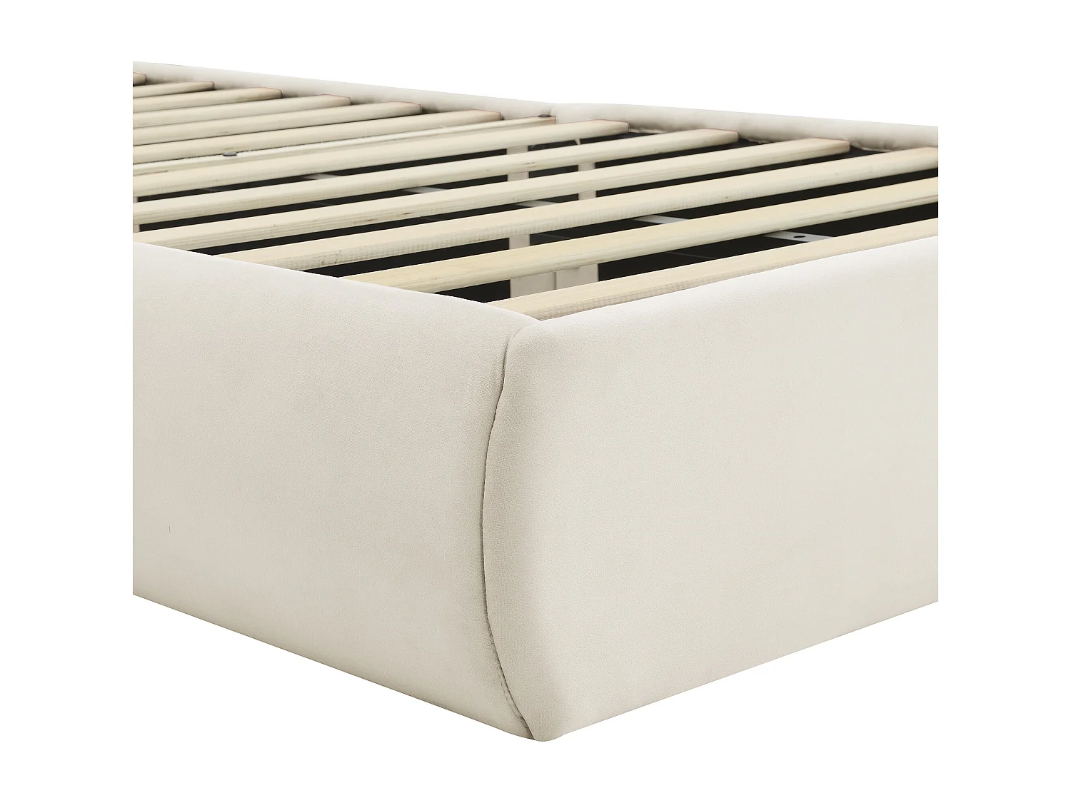 Lettino per bambini 90x200 cm imbottito in velluto - orecchie di coniglio con led orientabile - con 2 sgabelli contenitori - Beige