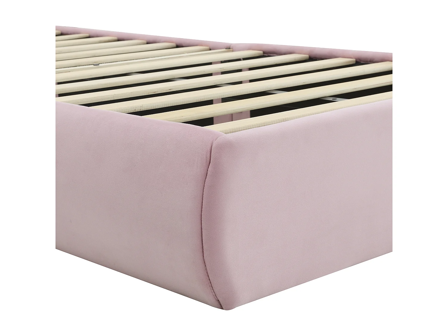 Lettino per bambini 90x200 cm imbottito in velluto - orecchie di coniglio con led orientabile - con 2 sgabelli contenitori - Rosa