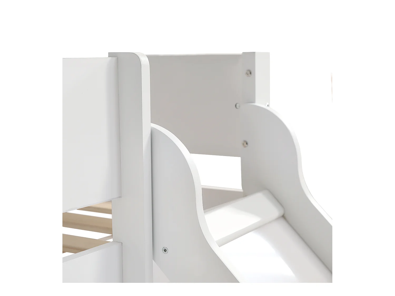 Hoogslaper 90x200 cm met afneembare planken - met ladder en glijbaan - in grenenhout en MDF - Wit