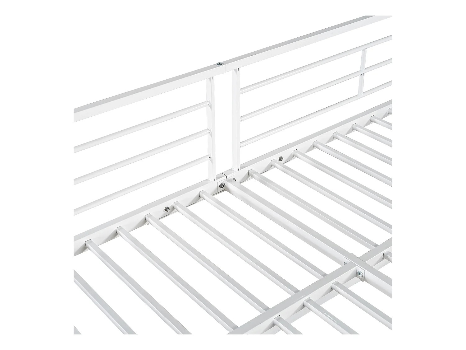 Lit superposé 90x200 cm - avec bureau et armoire - en fer et panneaux de particules - Blanc