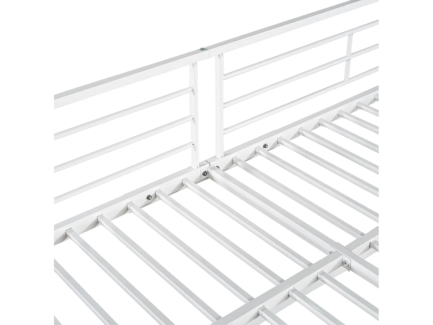 Lit superposé 90x200 cm - avec bureau et armoire - en fer et panneaux de particules - Blanc