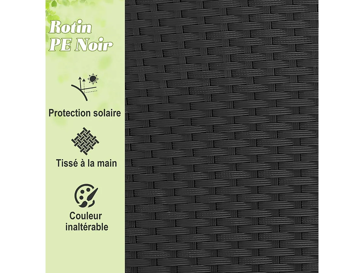 Chaise Longue à 2 Places en Rotin et fibre naturelle avec Auvent Rétractable, Bain de Soleil avec Panneaux Latéraux Pliables, Coussins d’Assise et Dossier Épais (Blanc cassé)