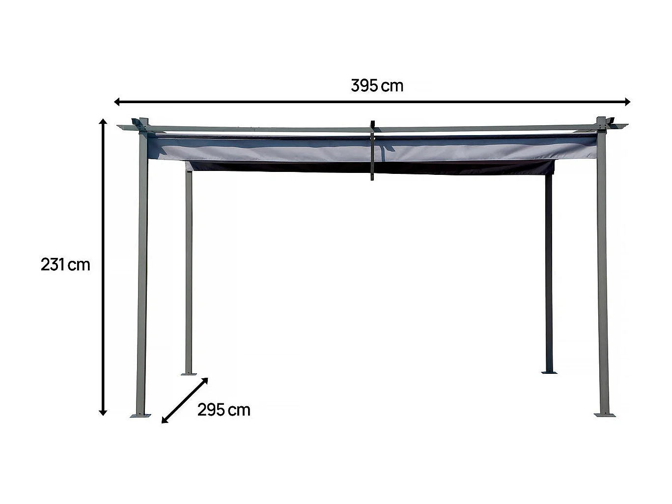 Pergola mit ausziehbarem Dach - 3 x 4 m - Grau