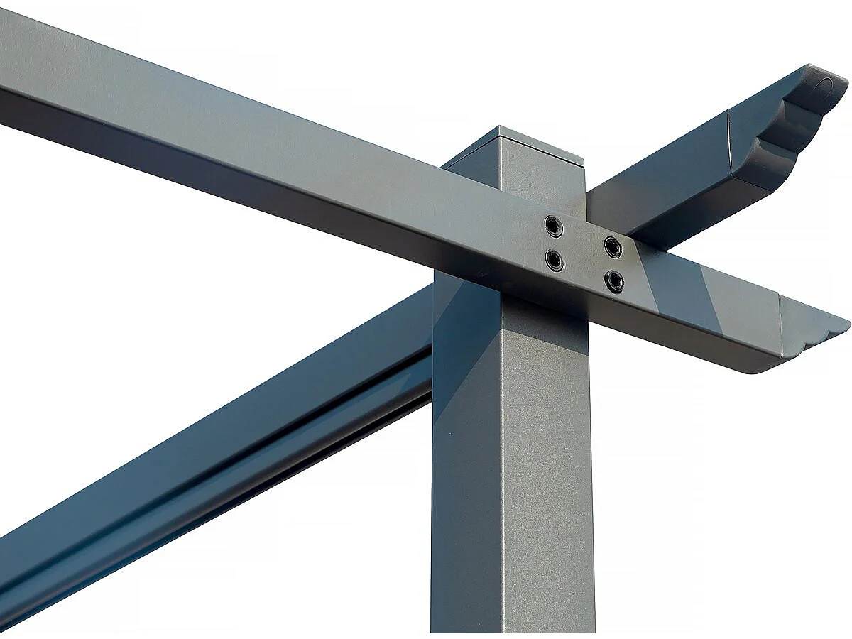 Pergola en métal avec toit rétractable - 3 x 4 m - Gris