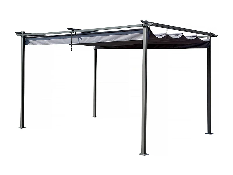 Pergola avec toit rétractable - 3 x 4 m - Gris