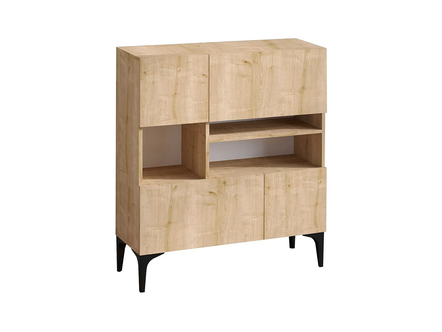 Buffet 3 niches et 4 portes décor chêne H125 cm - KRISTA