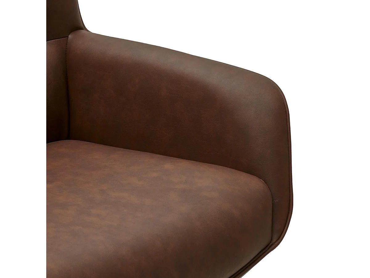 Esszimmerstuhl Drehbar 2er Set Jessica - Kunstleder & Metall - Braun