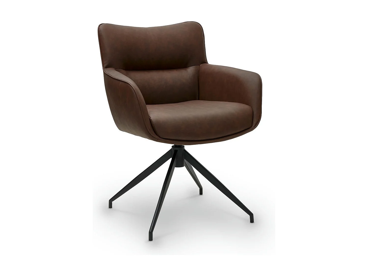 Lot de 2 chaises avec accoudoirs Jessica - Simili et métal - Marron