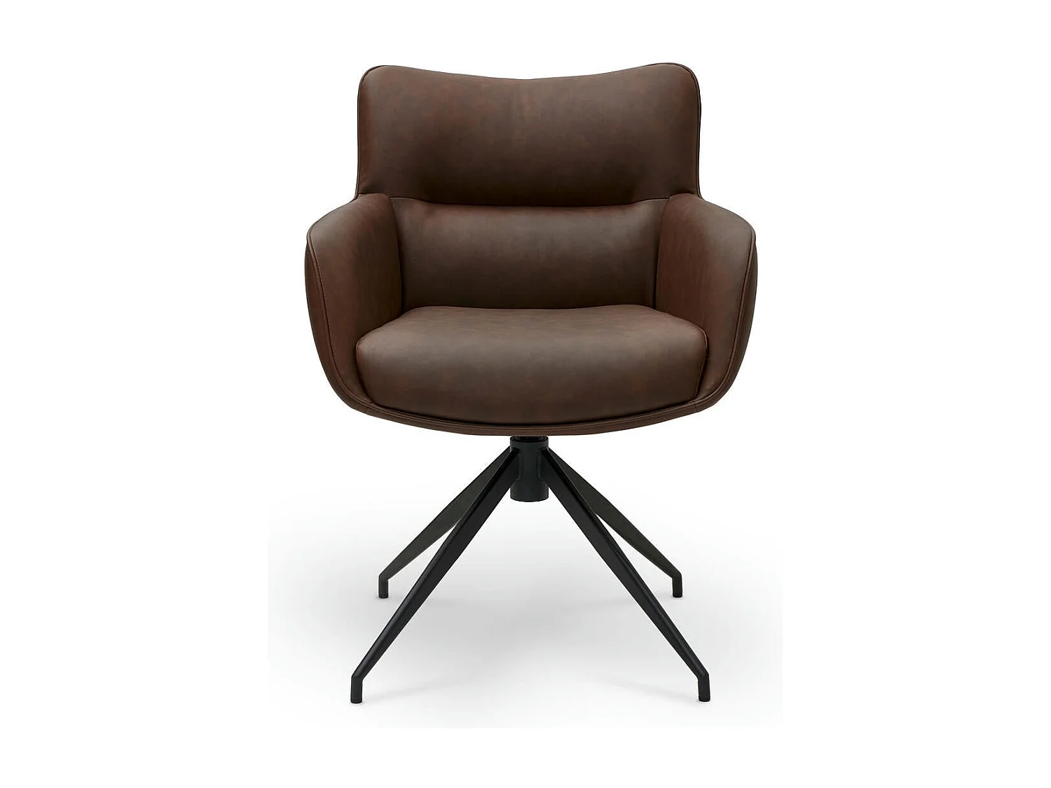 Lot de 2 chaises avec accoudoirs Jessica - Simili et métal - Marron