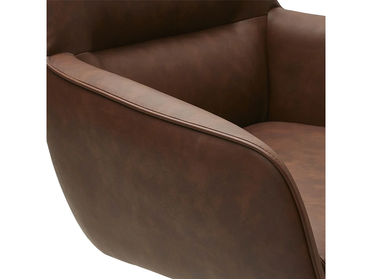 Lot de 2 chaises avec accoudoirs Jessica - Simili et métal - Marron