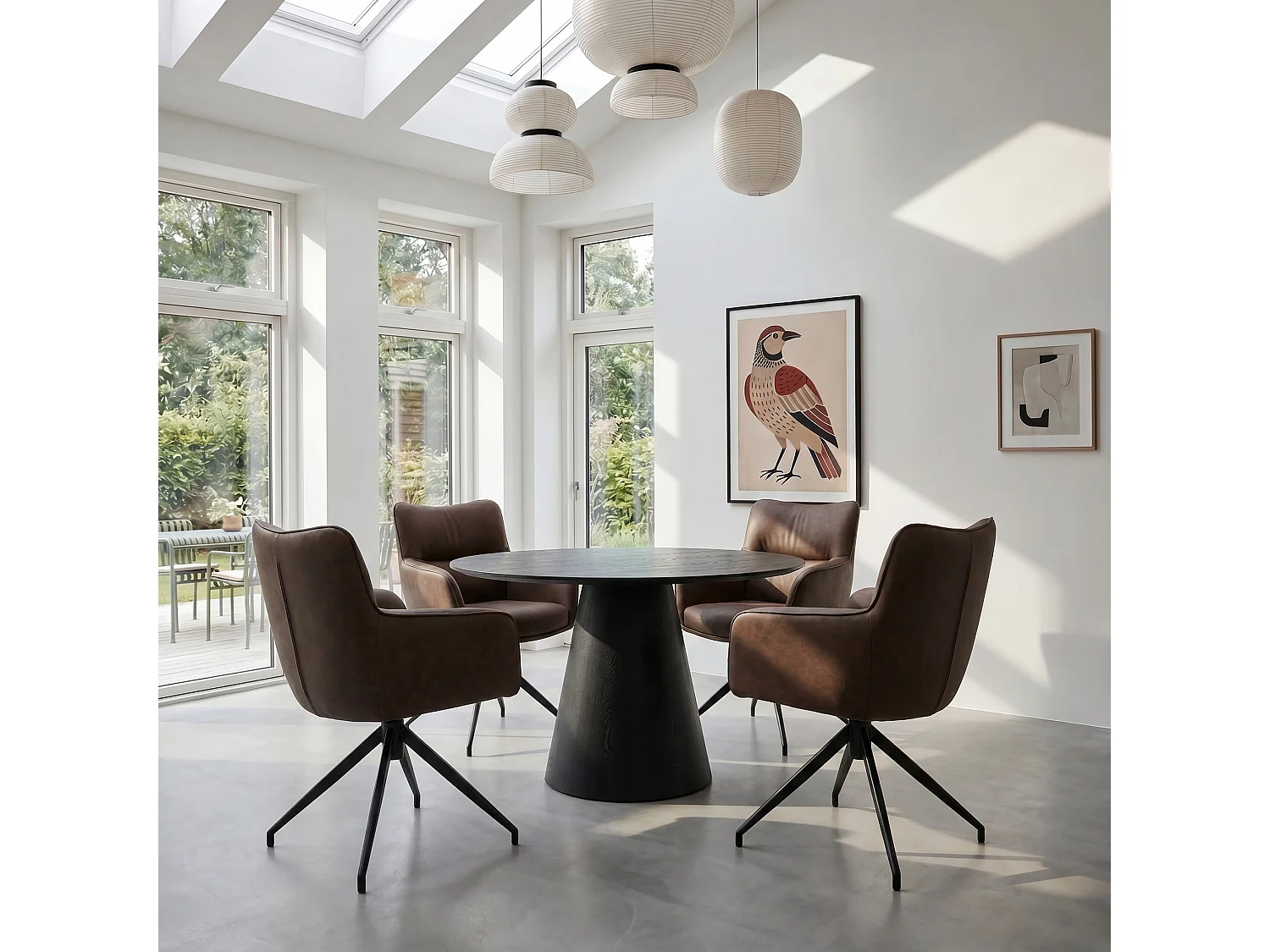 Lot de 2 chaises avec accoudoirs Jessica - Simili et métal - Marron