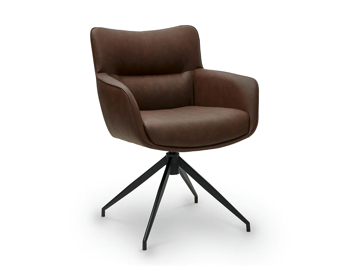 Lot de 2 chaises avec accoudoirs Jessica - Simili et métal - Marron