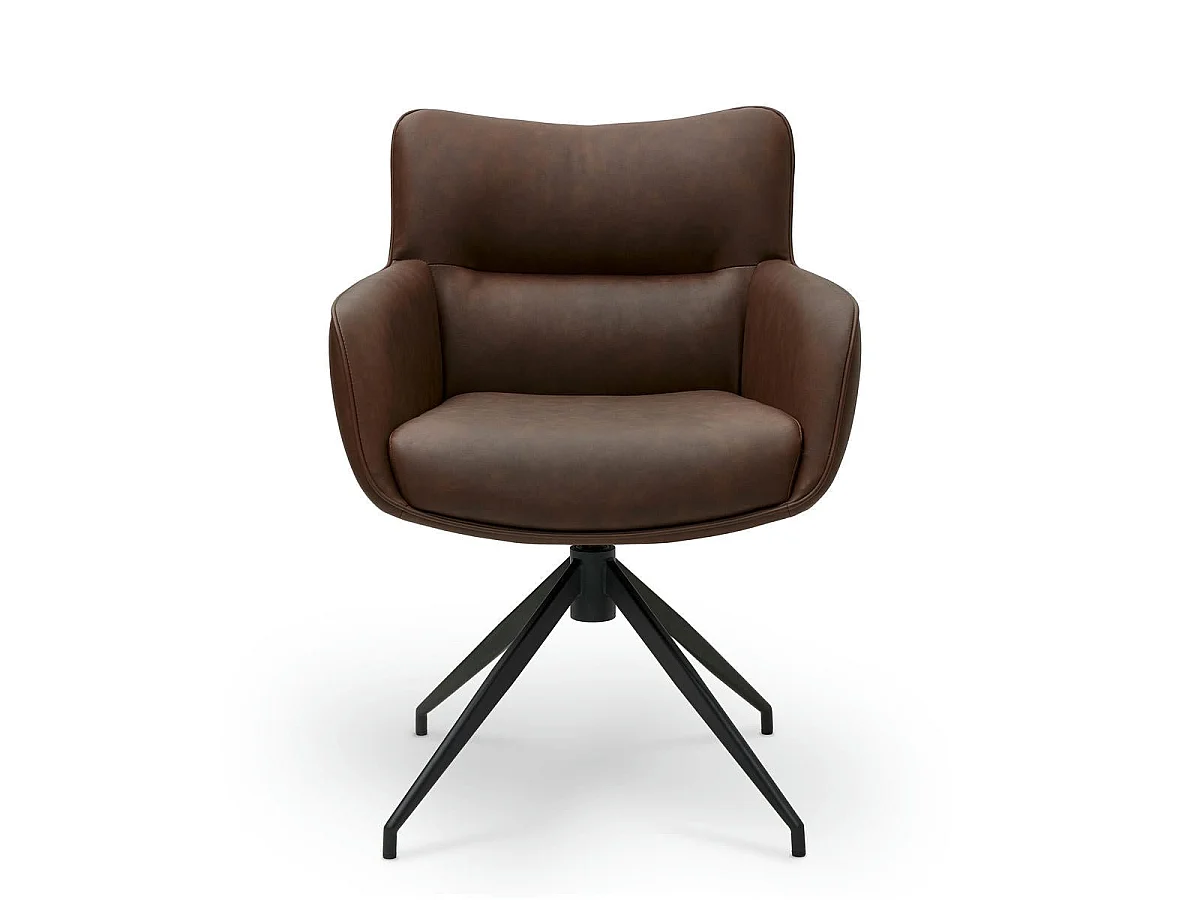 Lot de 2 chaises avec accoudoirs Jessica - Simili et métal - Marron
