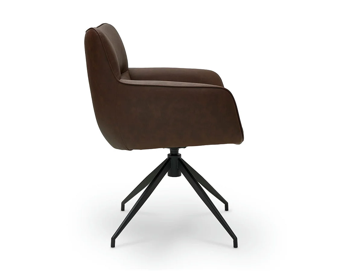 Lot de 2 chaises avec accoudoirs Jessica - Simili et métal - Marron