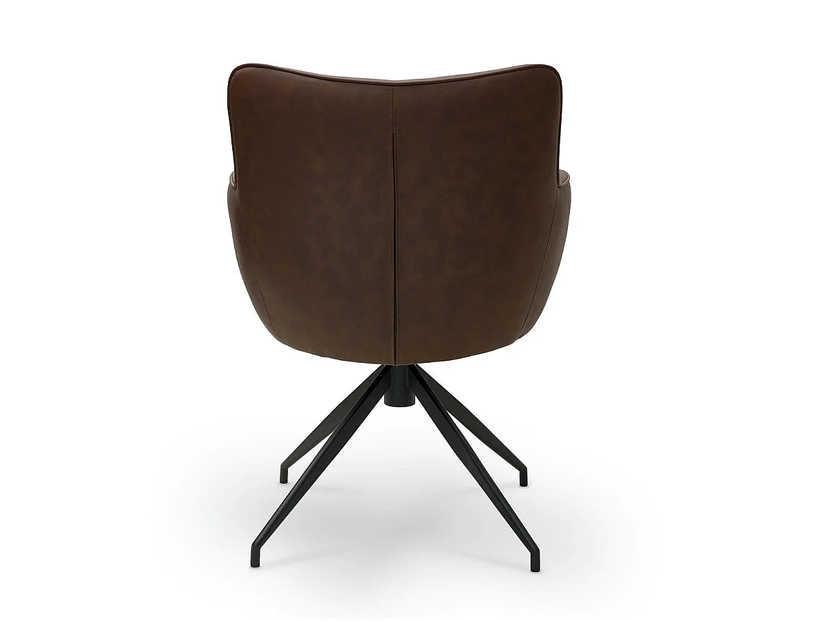 Lot de 2 chaises avec accoudoirs Jessica - Simili et métal - Marron