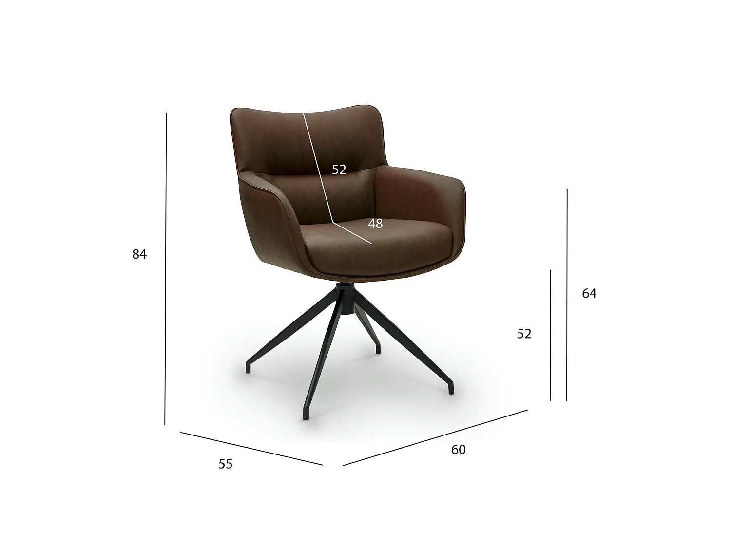 Lot de 2 chaises avec accoudoirs Jessica - Simili et métal - Marron
