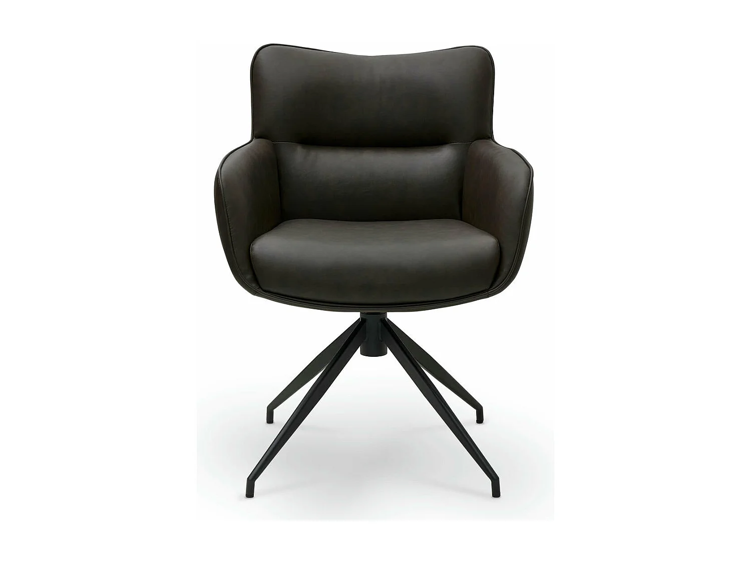 Esszimmerstuhl Drehbar 2er Set Jessica - Kunstleder & Metall - Braun