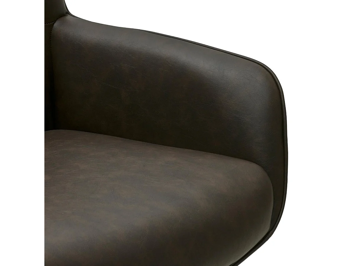 Esszimmerstuhl Drehbar 2er Set Jessica - Kunstleder & Metall - Braun