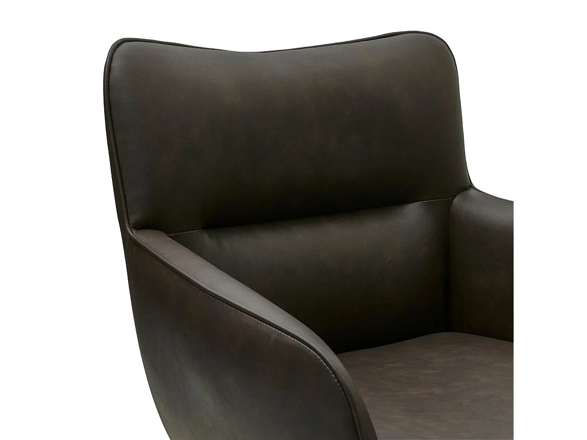 Lot de 2 chaises avec accoudoirs Jessica - Simili et métal - Marron