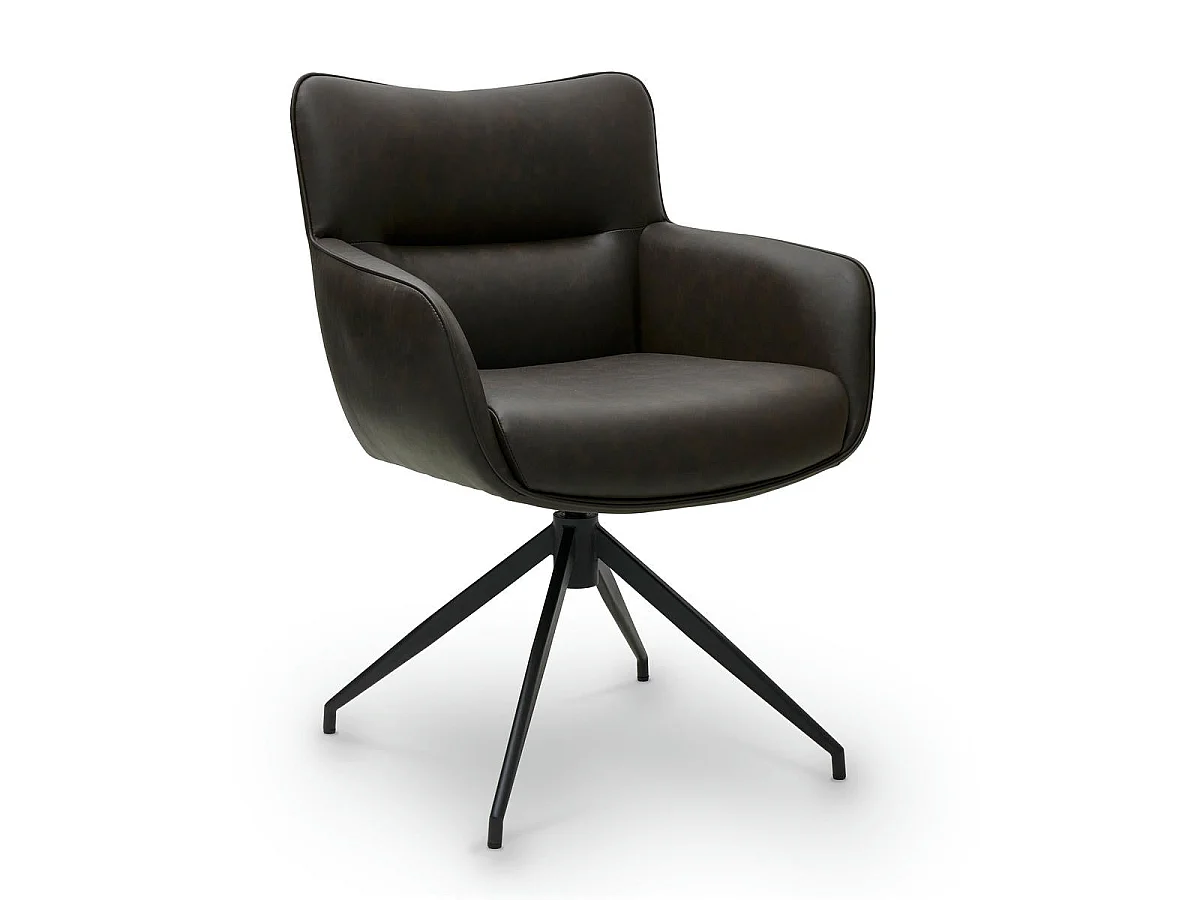 Lot de 2 chaises avec accoudoirs Jessica - Simili et métal - Marron