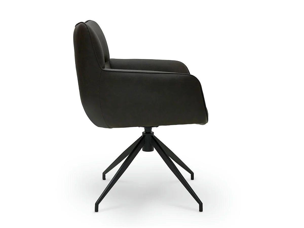Lot de 2 chaises avec accoudoirs Jessica - Simili et métal - Marron