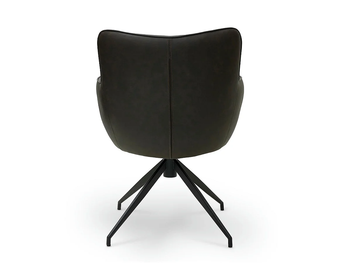 Lot de 2 chaises avec accoudoirs Jessica - Simili et métal - Marron