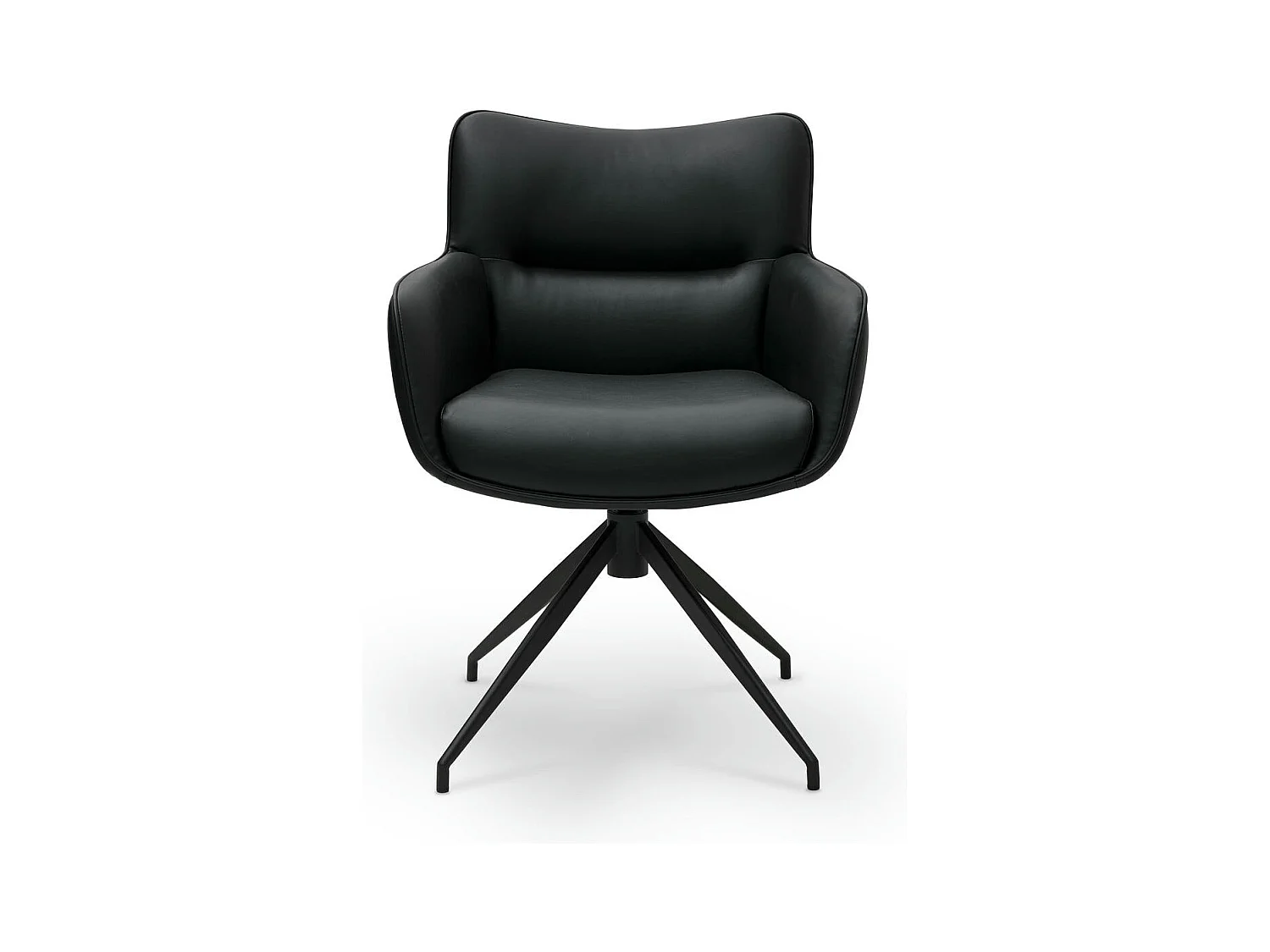 Esszimmerstuhl Drehbar 2er Set Jessica - Kunstleder & Metall - Schwarz