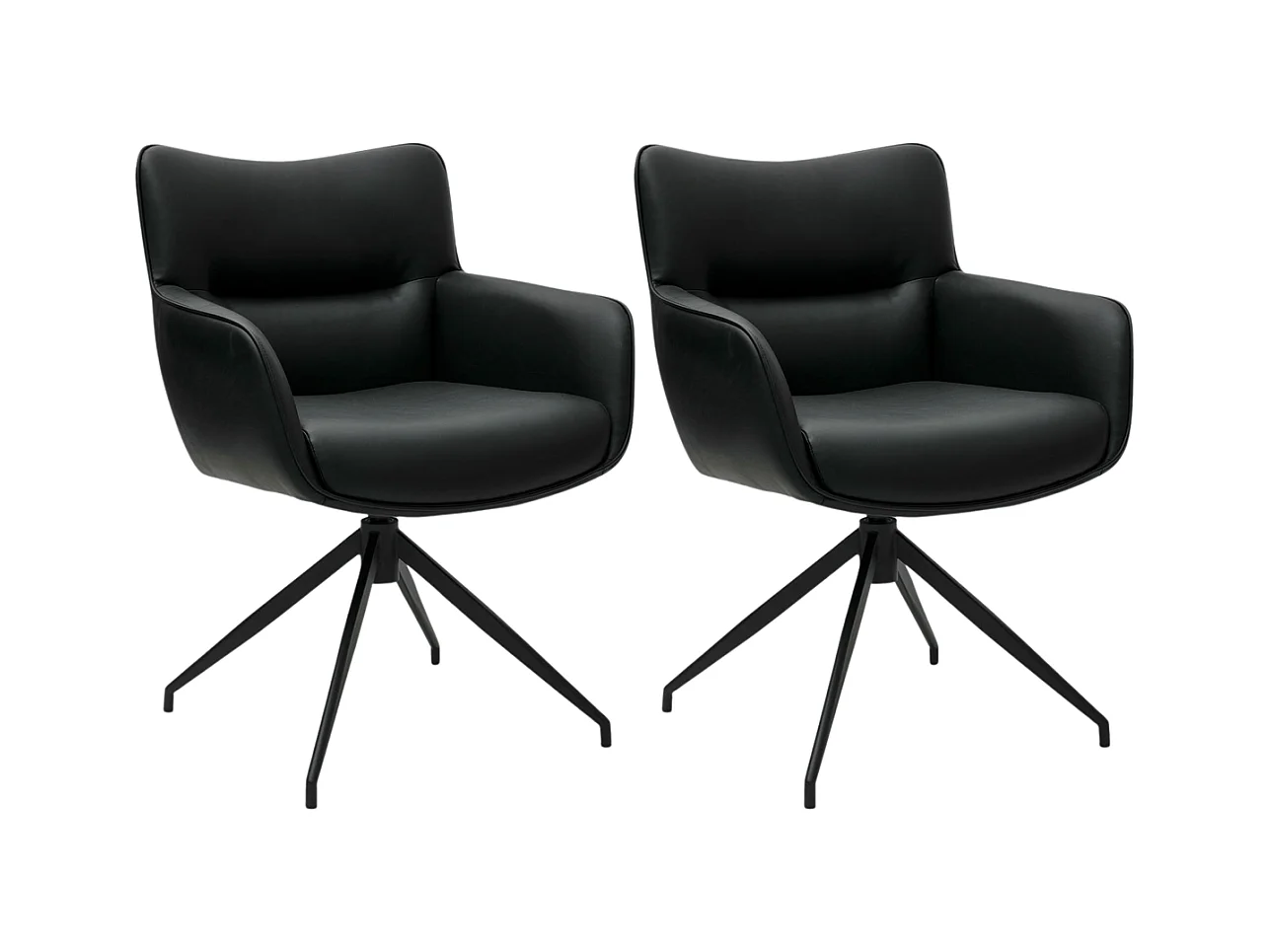 Esszimmerstuhl Drehbar 2er Set Jessica - Kunstleder & Metall - Schwarz