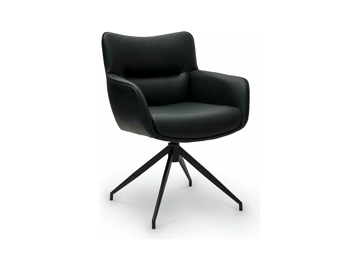 Esszimmerstuhl Drehbar 2er Set Jessica - Kunstleder & Metall - Schwarz