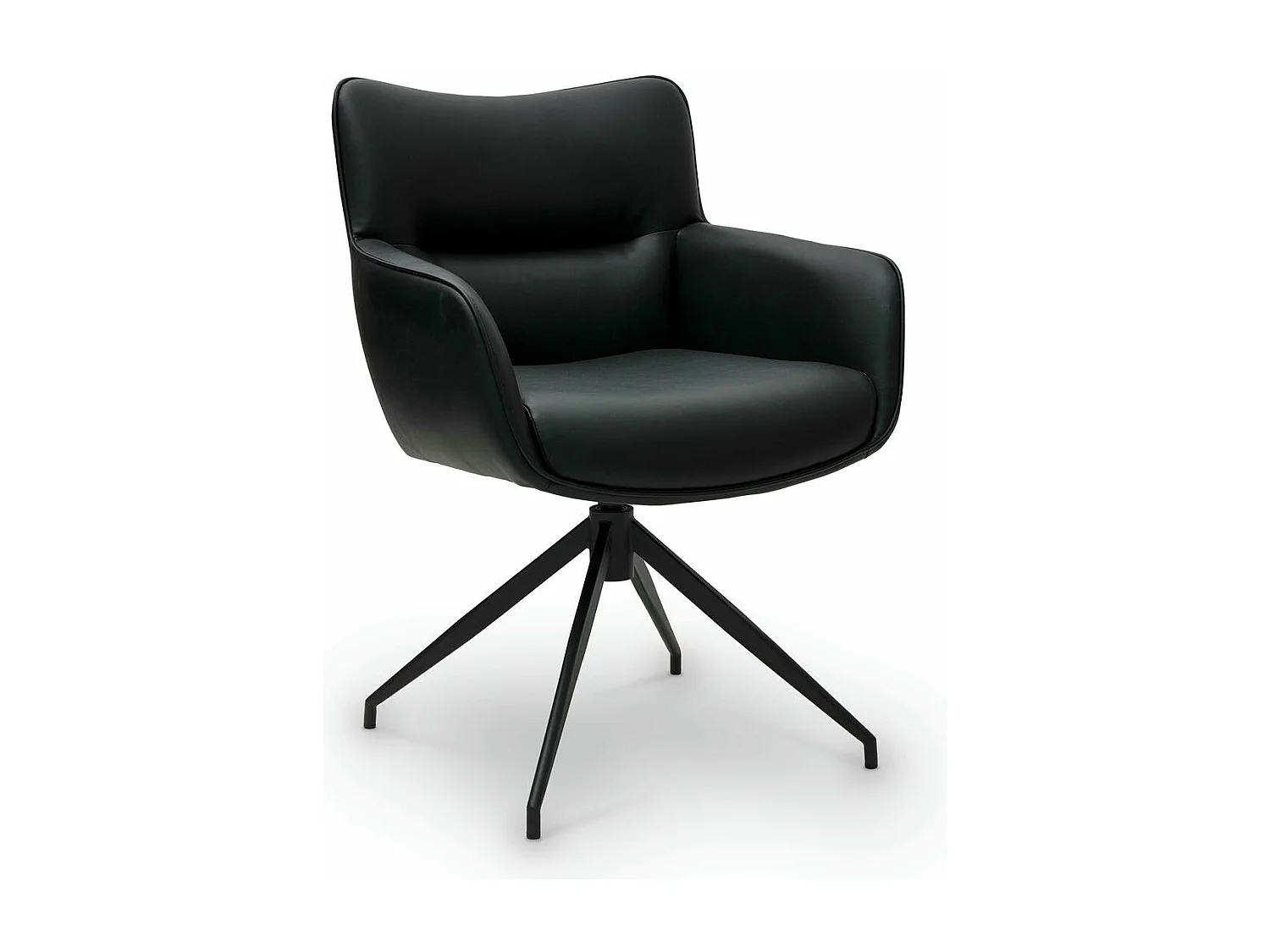 Esszimmerstuhl Drehbar 2er Set Jessica - Kunstleder & Metall - Schwarz