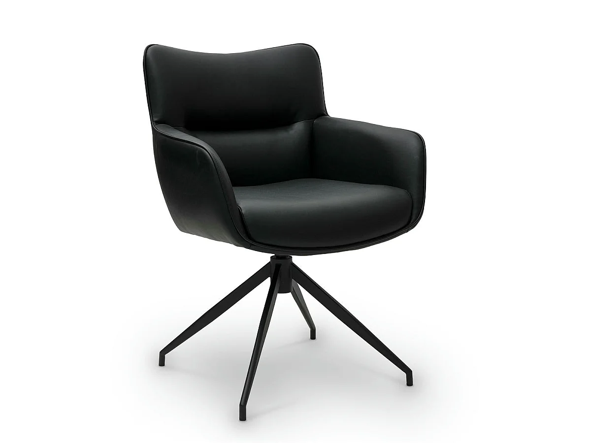 Lot de 2 chaises avec accoudoirs Jessica - Simili et métal - Noir