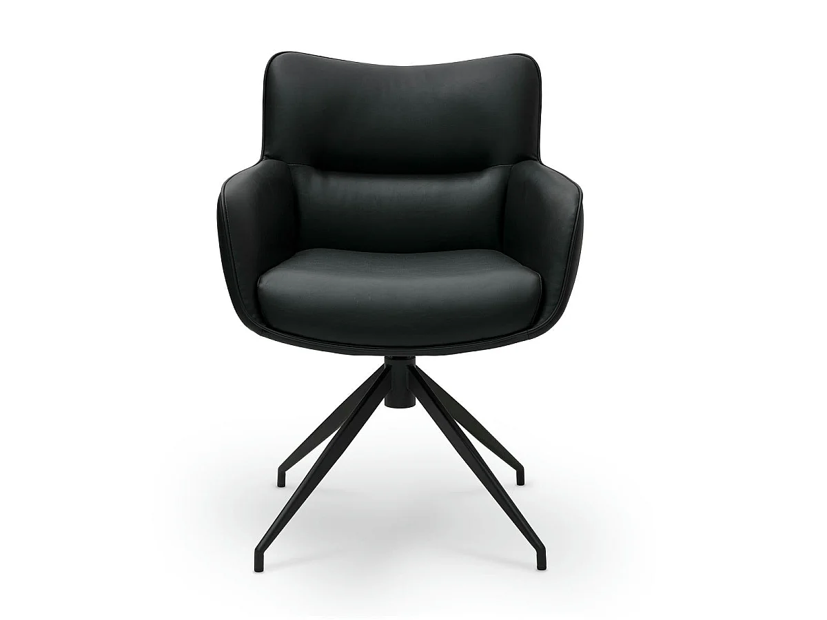 Lot de 2 chaises avec accoudoirs Jessica - Simili et métal - Noir