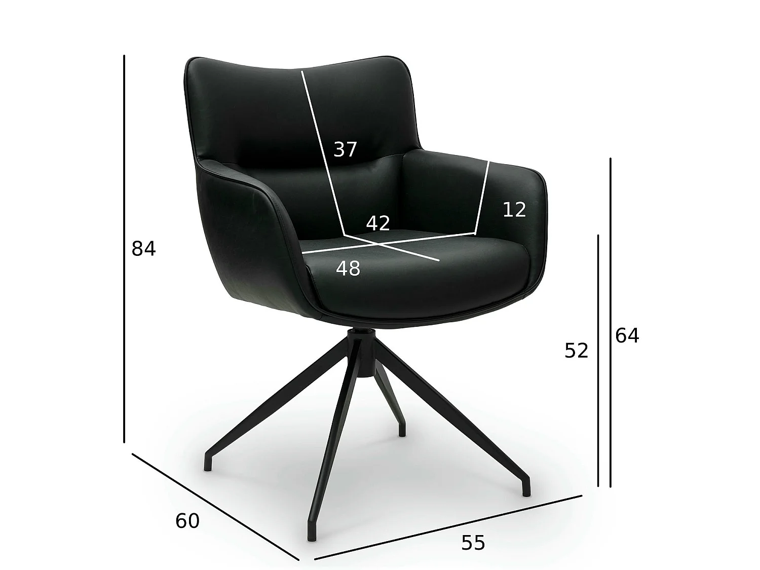 Lot de 2 chaises avec accoudoirs Jessica - Simili et métal - Noir