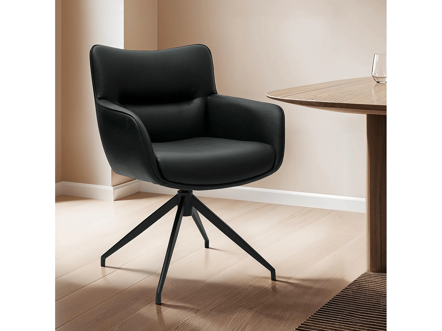 Lot de 2 chaises avec accoudoirs Jessica - Simili et métal - Noir