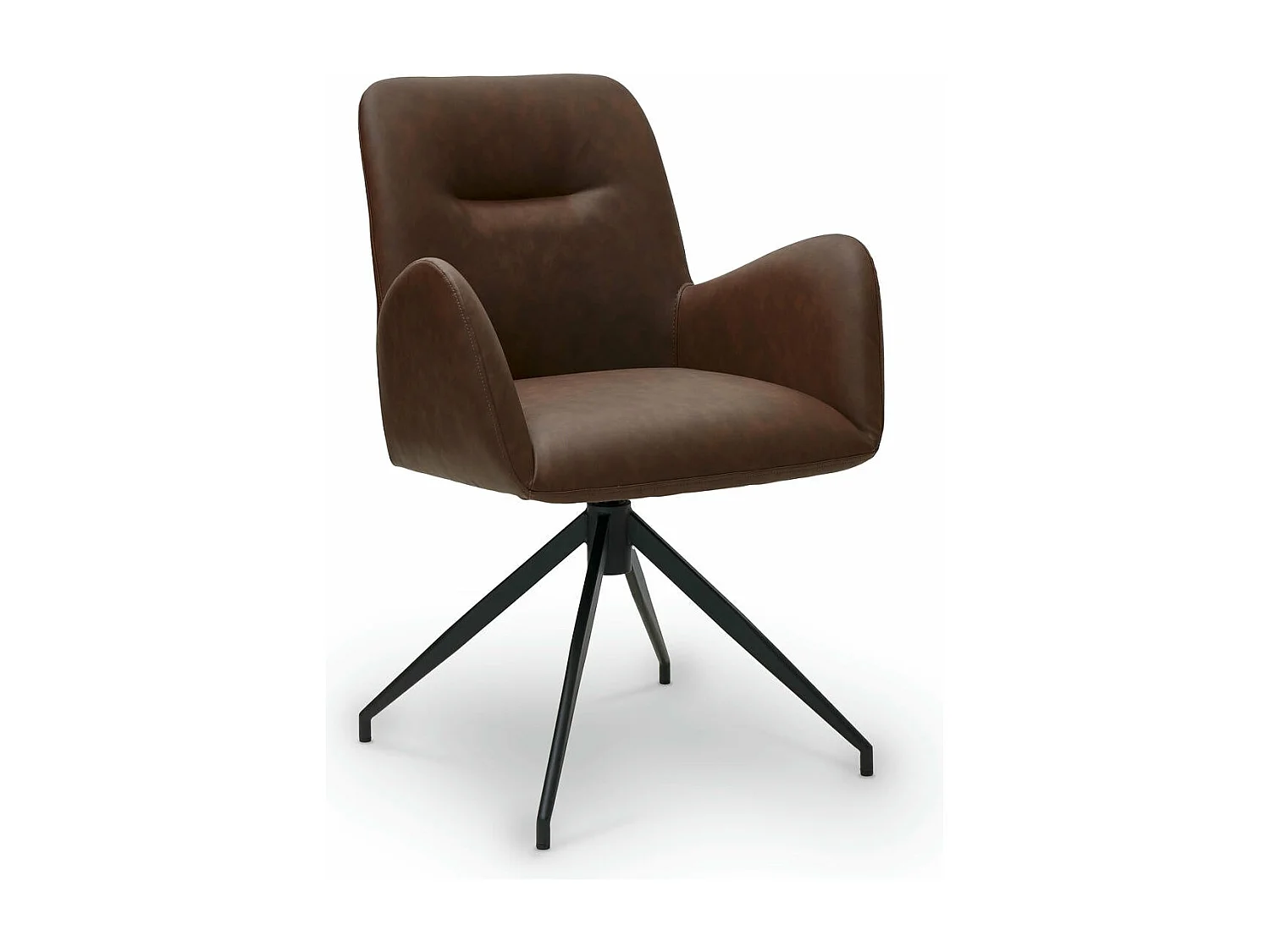 Esszimmerstuhl Drehbar 2er Set Jennifer - Kunstleder & Metall - Braun