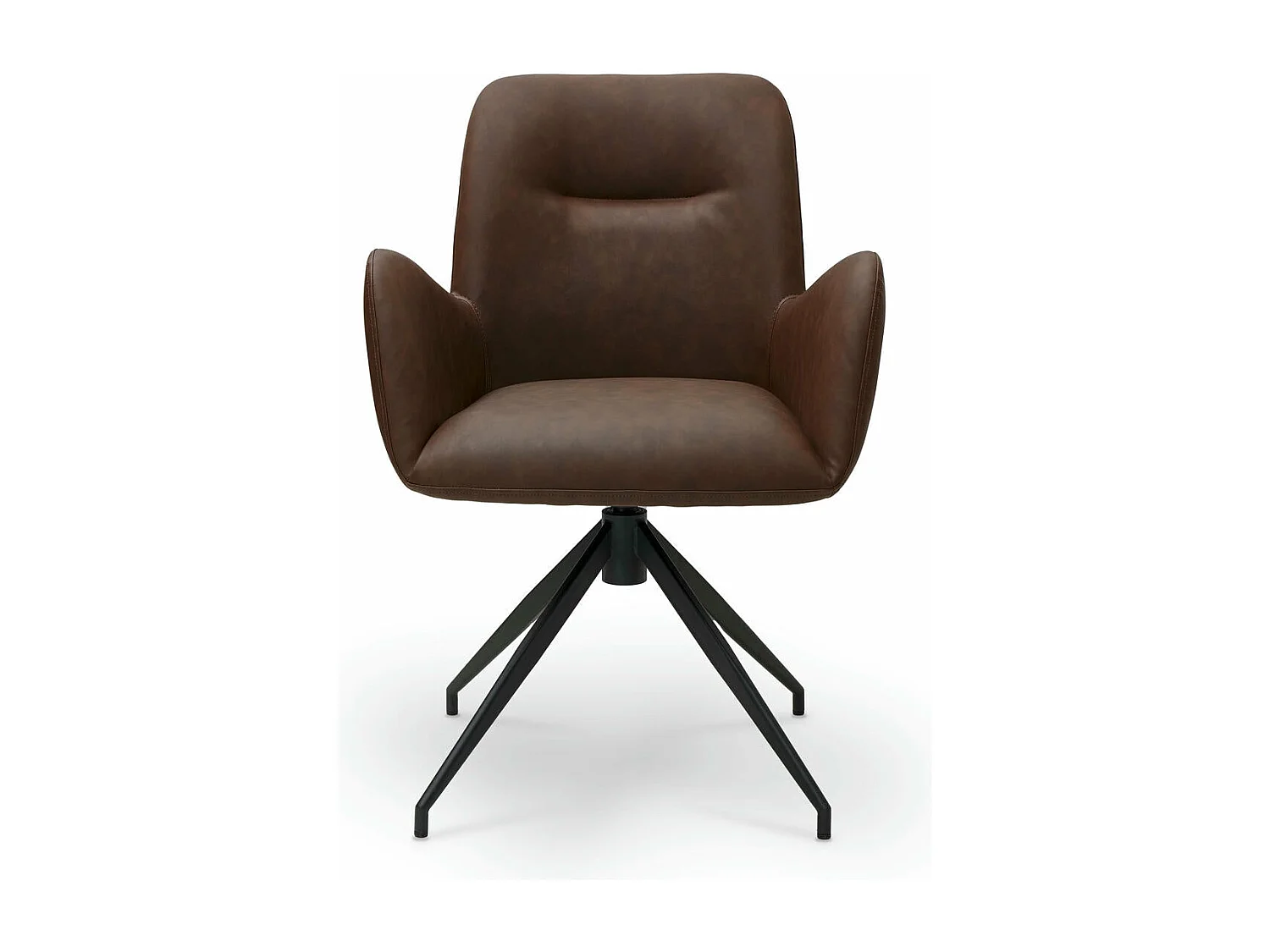 Esszimmerstuhl Drehbar 2er Set Jennifer - Kunstleder & Metall - Braun