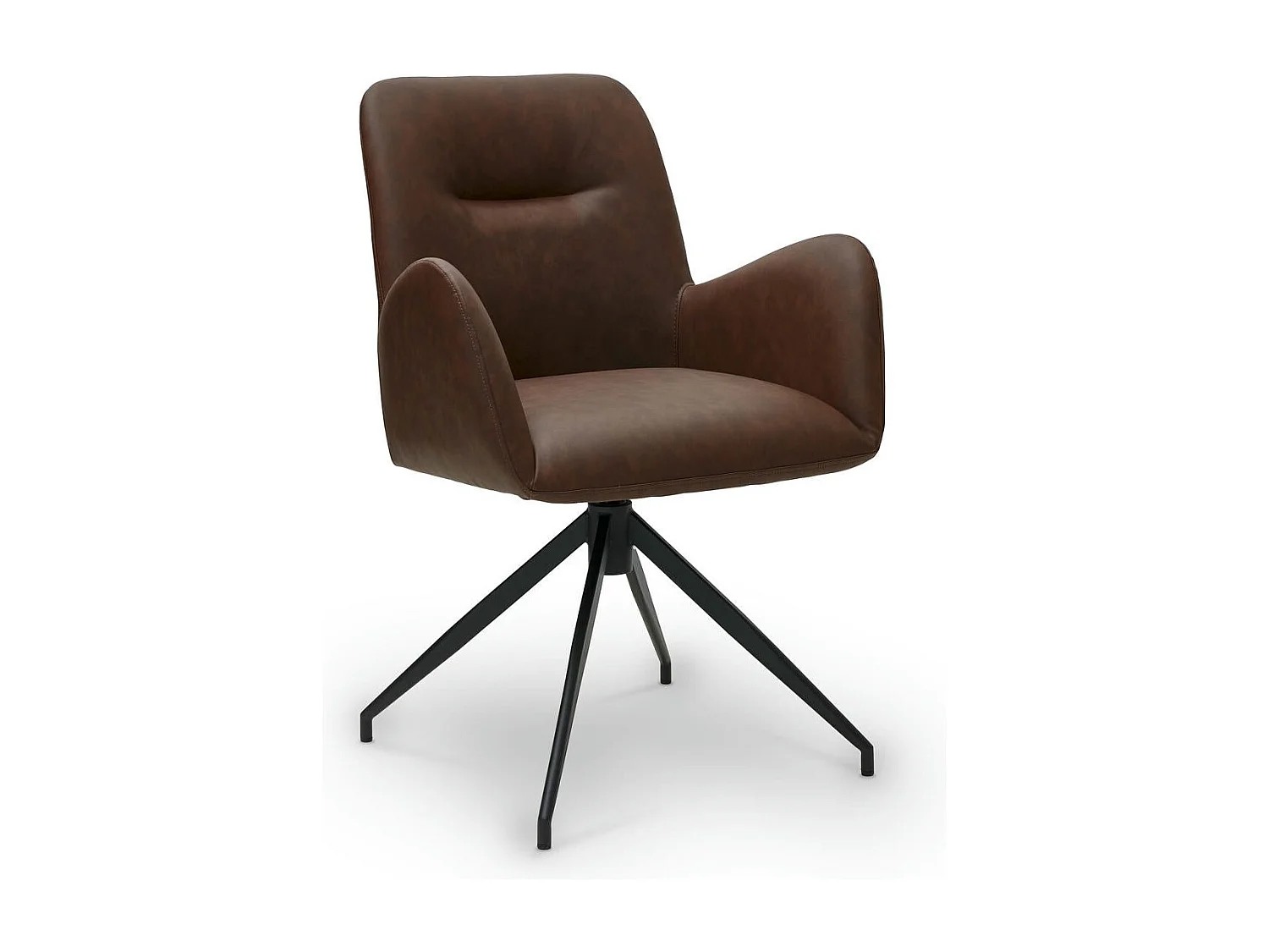 Lot de 2 chaises avec accoudoirs Jennifer - Simili et métal - Marron