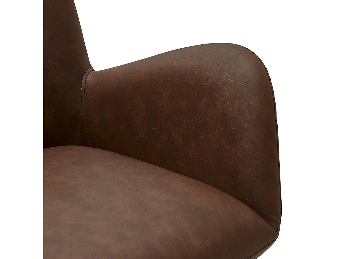 Lot de 2 chaises avec accoudoirs Jennifer - Simili et métal - Marron