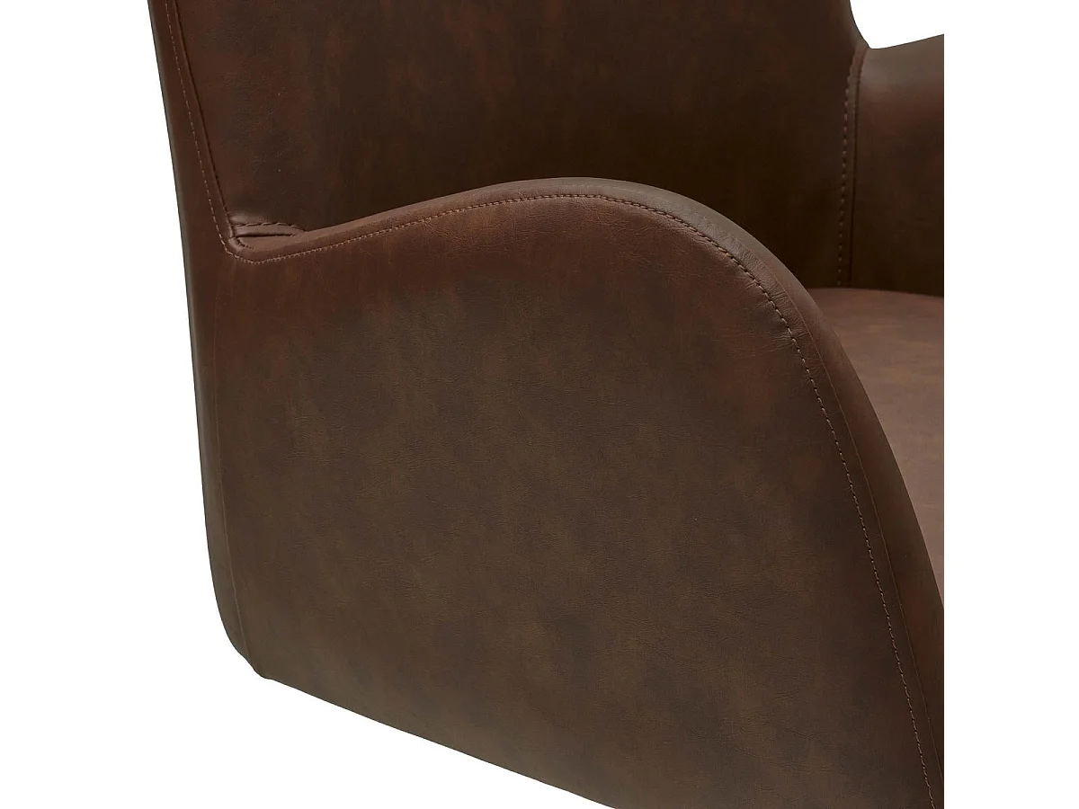 Lot de 2 chaises avec accoudoirs Jennifer - Simili et métal - Marron