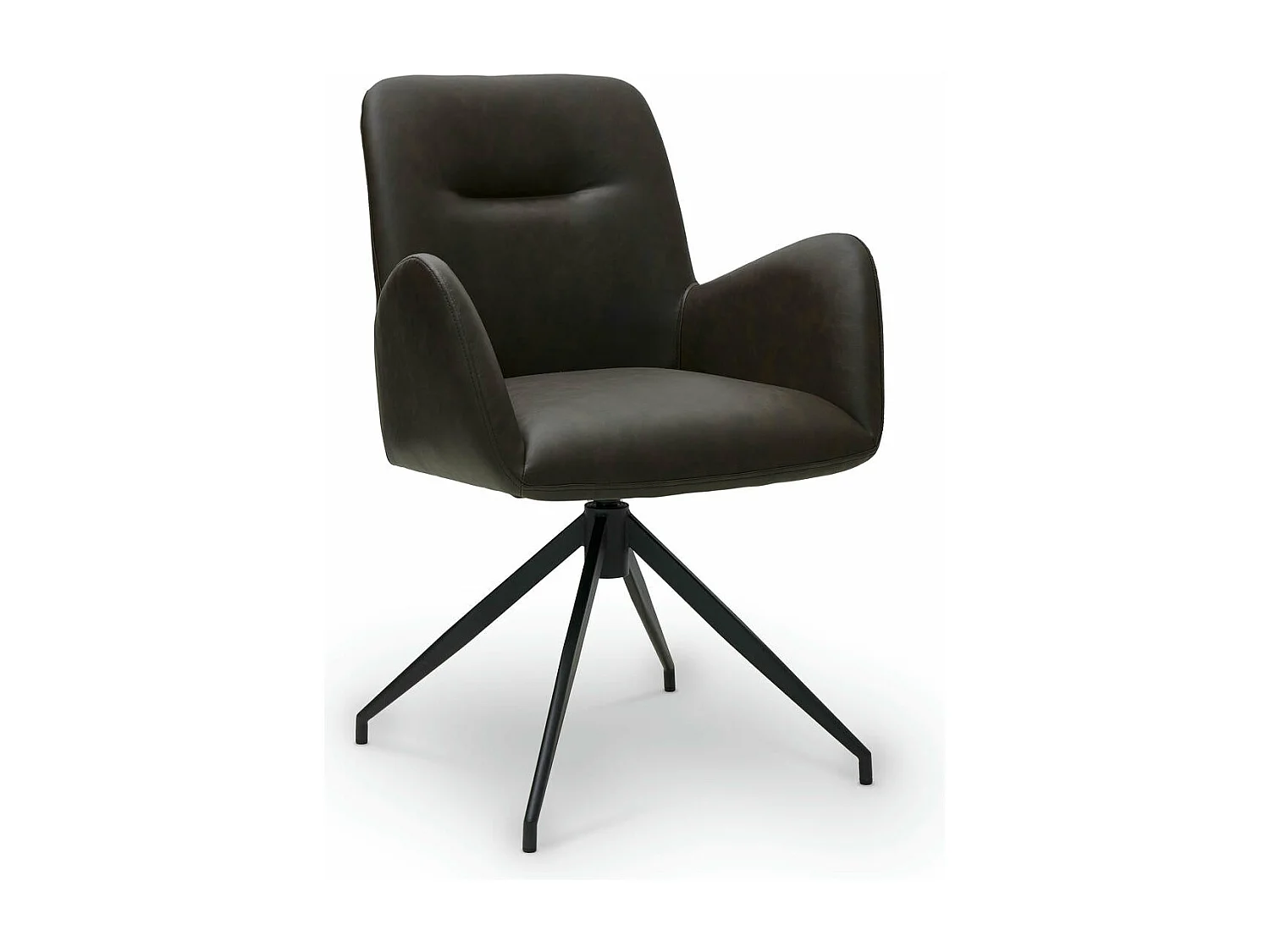 Esszimmerstuhl Drehbar 2er Set Jennifer - Kunstleder & Metall - Braun