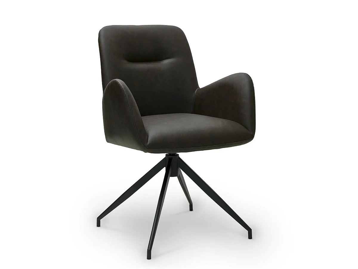 Lot de 2 chaises avec accoudoirs Jennifer - Simili et métal - Marron
