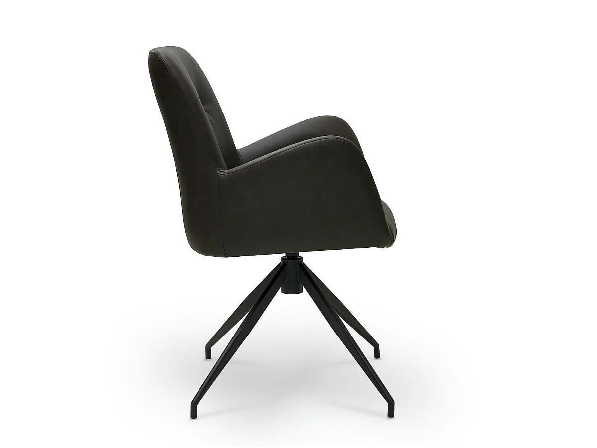 Lot de 2 chaises avec accoudoirs Jennifer - Simili et métal - Marron