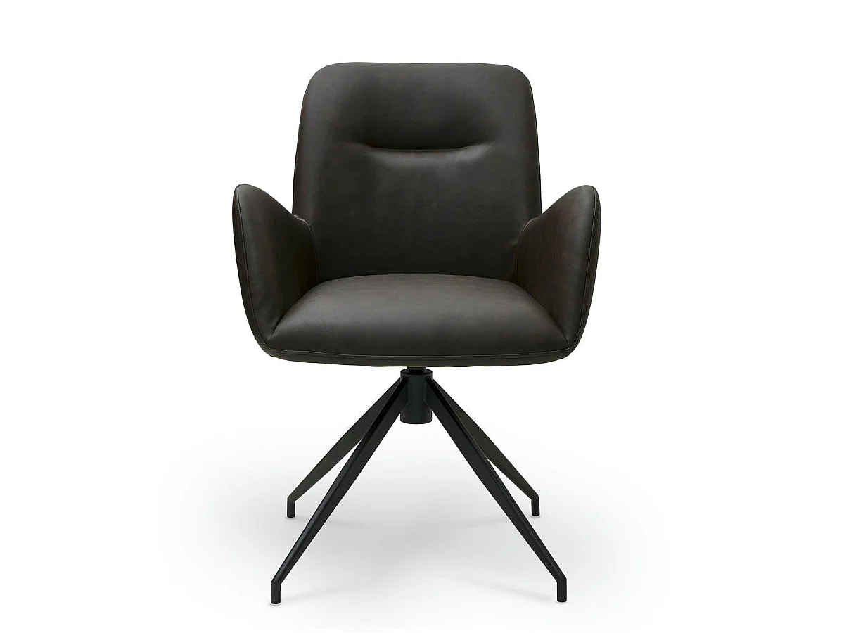 Lot de 2 chaises avec accoudoirs Jennifer - Simili et métal - Marron