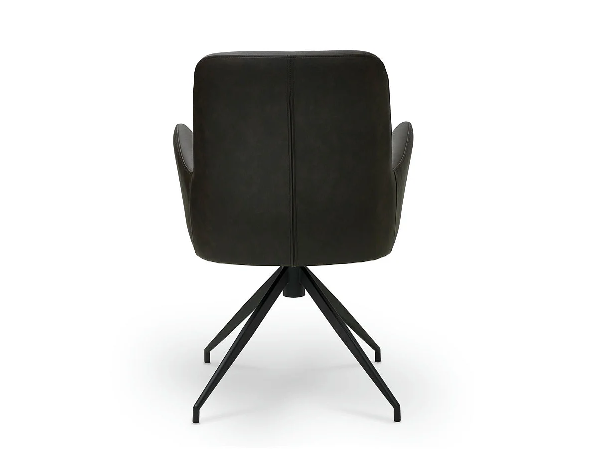 Lot de 2 chaises avec accoudoirs Jennifer - Simili et métal - Marron
