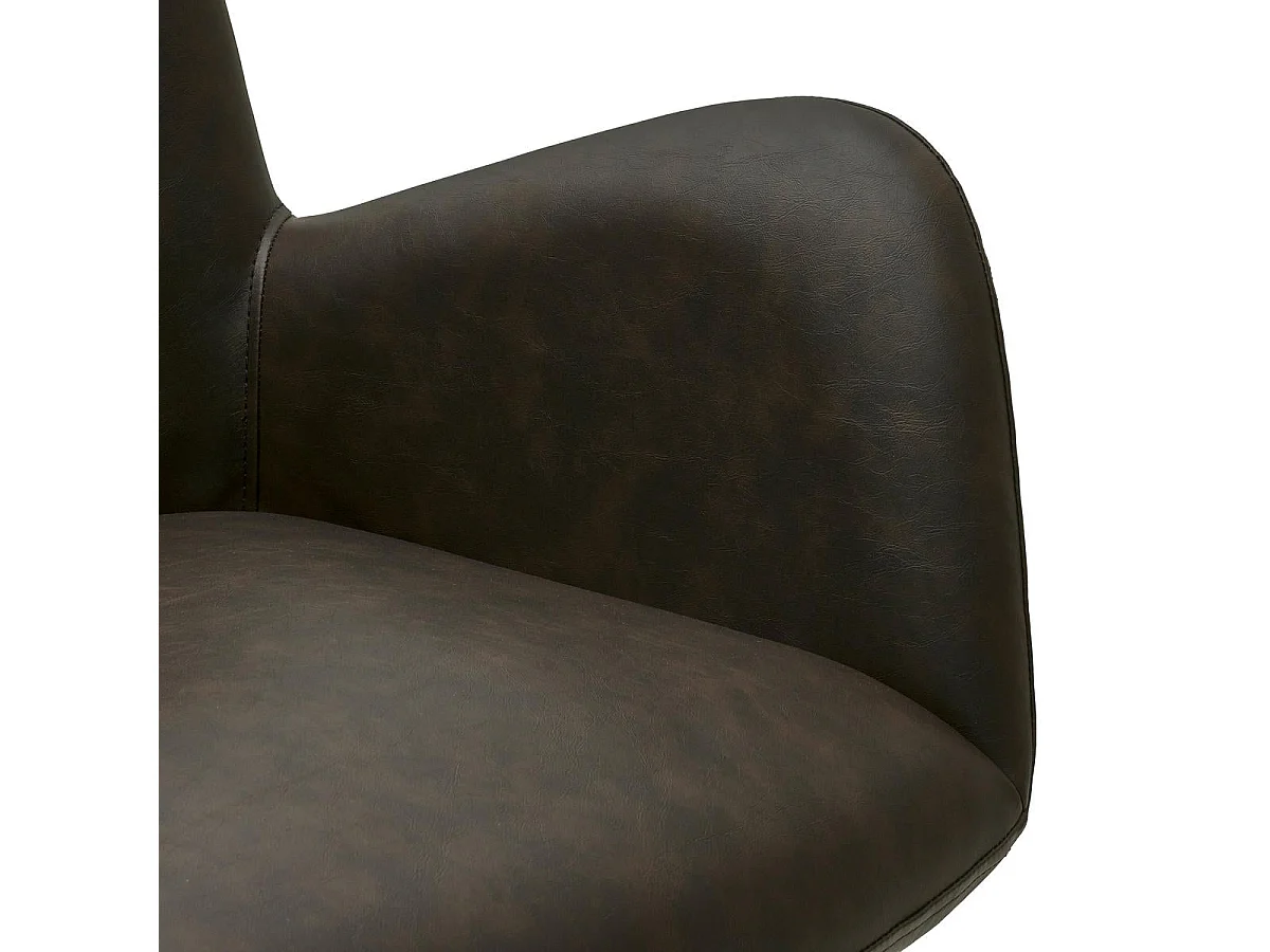 Lot de 2 chaises avec accoudoirs Jennifer - Simili et métal - Marron