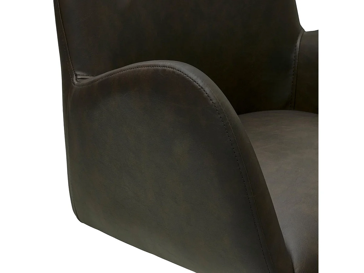 Lot de 2 chaises avec accoudoirs Jennifer - Simili et métal - Marron