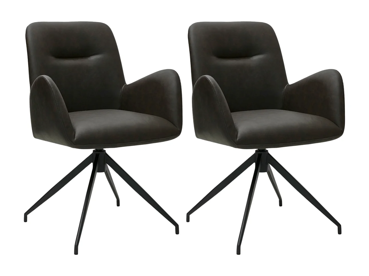 Esszimmerstuhl Drehbar 2er Set Jennifer - Kunstleder & Metall - Braun