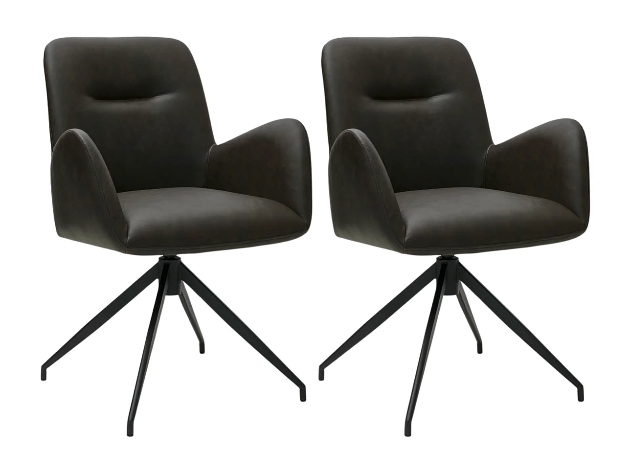 Esszimmerstühle 2er Set Jennifer - Kunstleder & Metall - Dunkelbraun